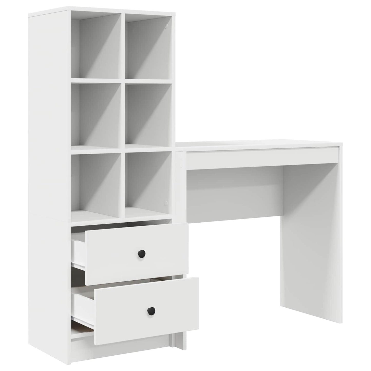 vidaXL Desk with Drawer with Shelf with Storage 2 pcs White