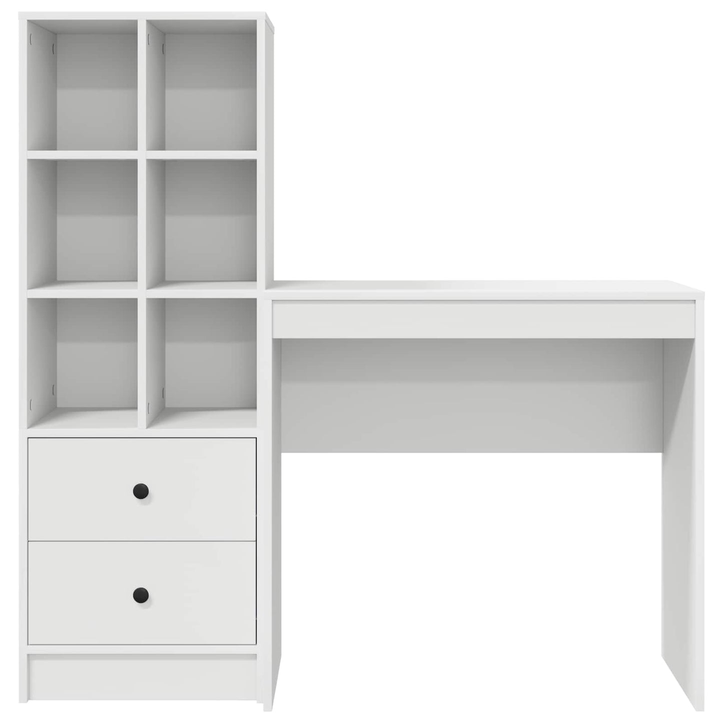 vidaXL Desk with Drawer with Shelf with Storage 2 pcs White