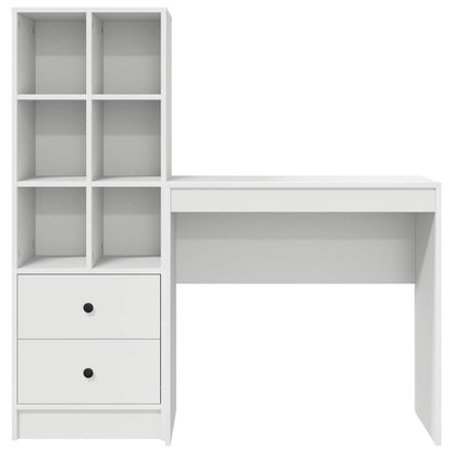 vidaXL Desk with Drawer with Shelf with Storage 2 pcs White