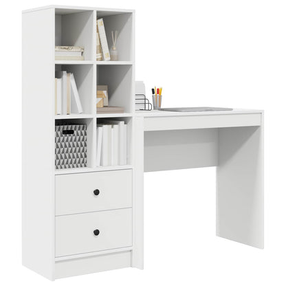 vidaXL Desk with Drawer with Shelf with Storage 2 pcs White