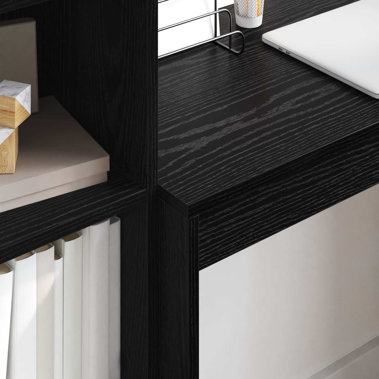 vidaXL Desk with Drawer with Shelf with Storage 2 pcs Black Oak