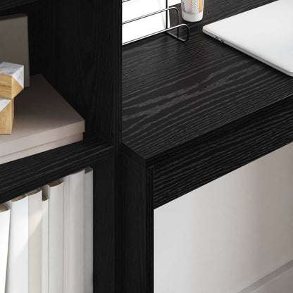 vidaXL Desk with Drawer with Shelf with Storage 2 pcs Black Oak