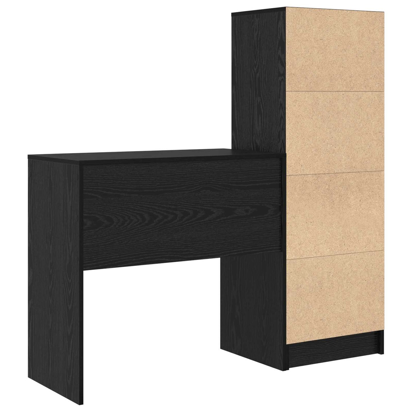 vidaXL Desk with Drawer with Shelf with Storage 2 pcs Black Oak