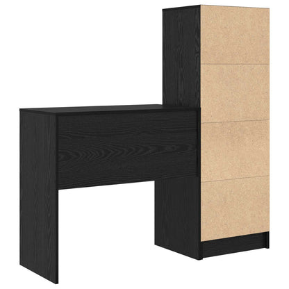 vidaXL Desk with Drawer with Shelf with Storage 2 pcs Black Oak