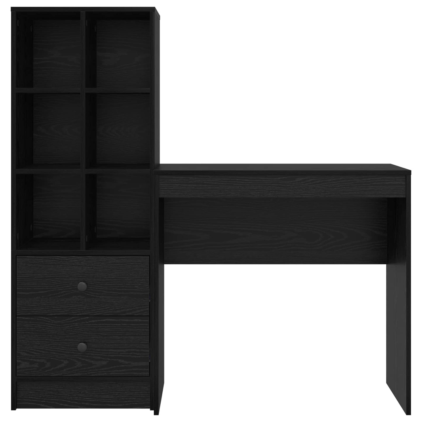 vidaXL Desk with Drawer with Shelf with Storage 2 pcs Black Oak