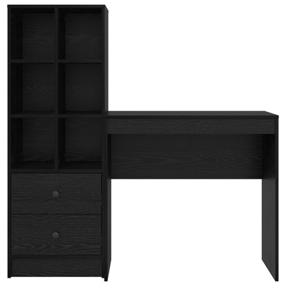 vidaXL Desk with Drawer with Shelf with Storage 2 pcs Black Oak