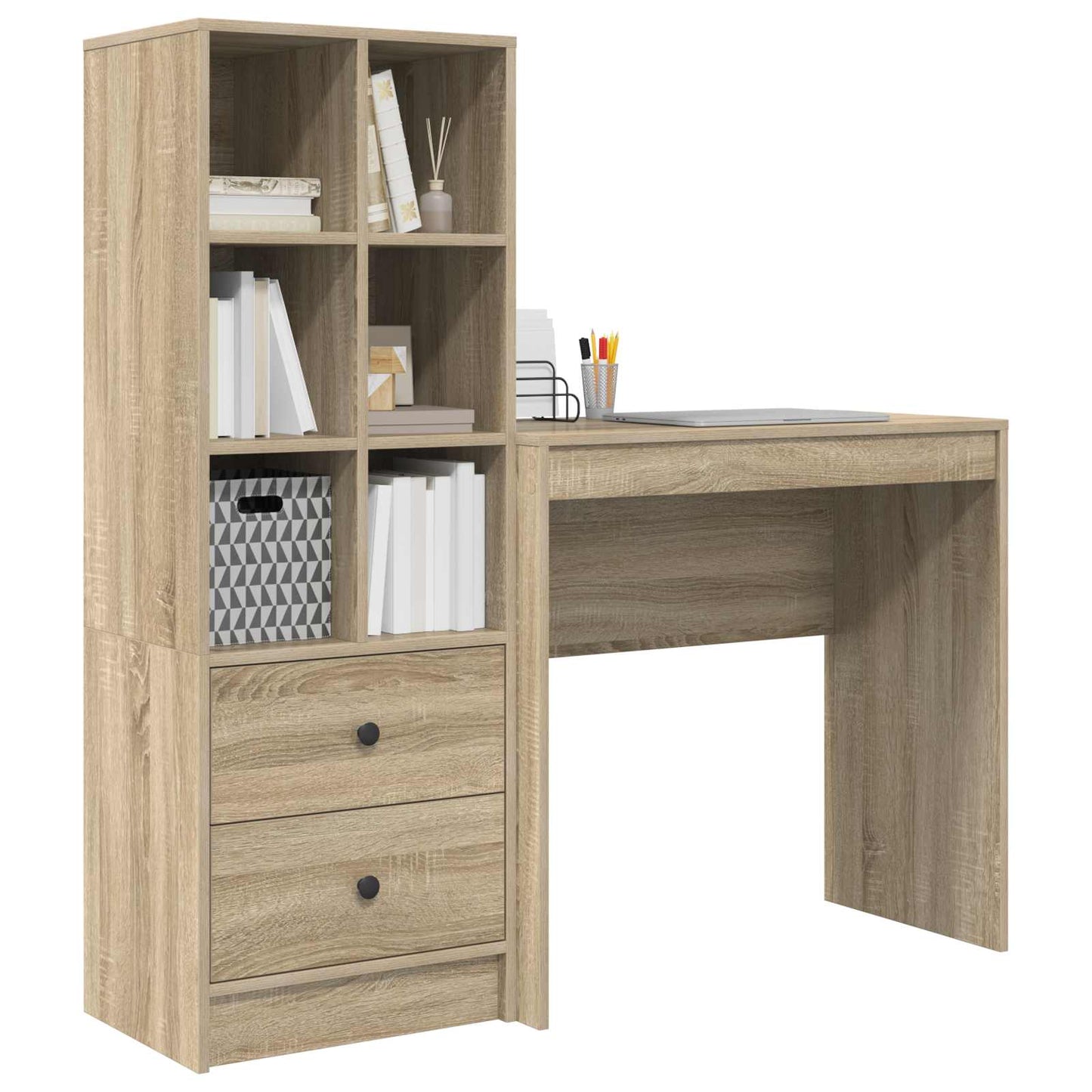 vidaXL Desk with Drawer with Shelf with Storage 2 pcs Sonoma Oak