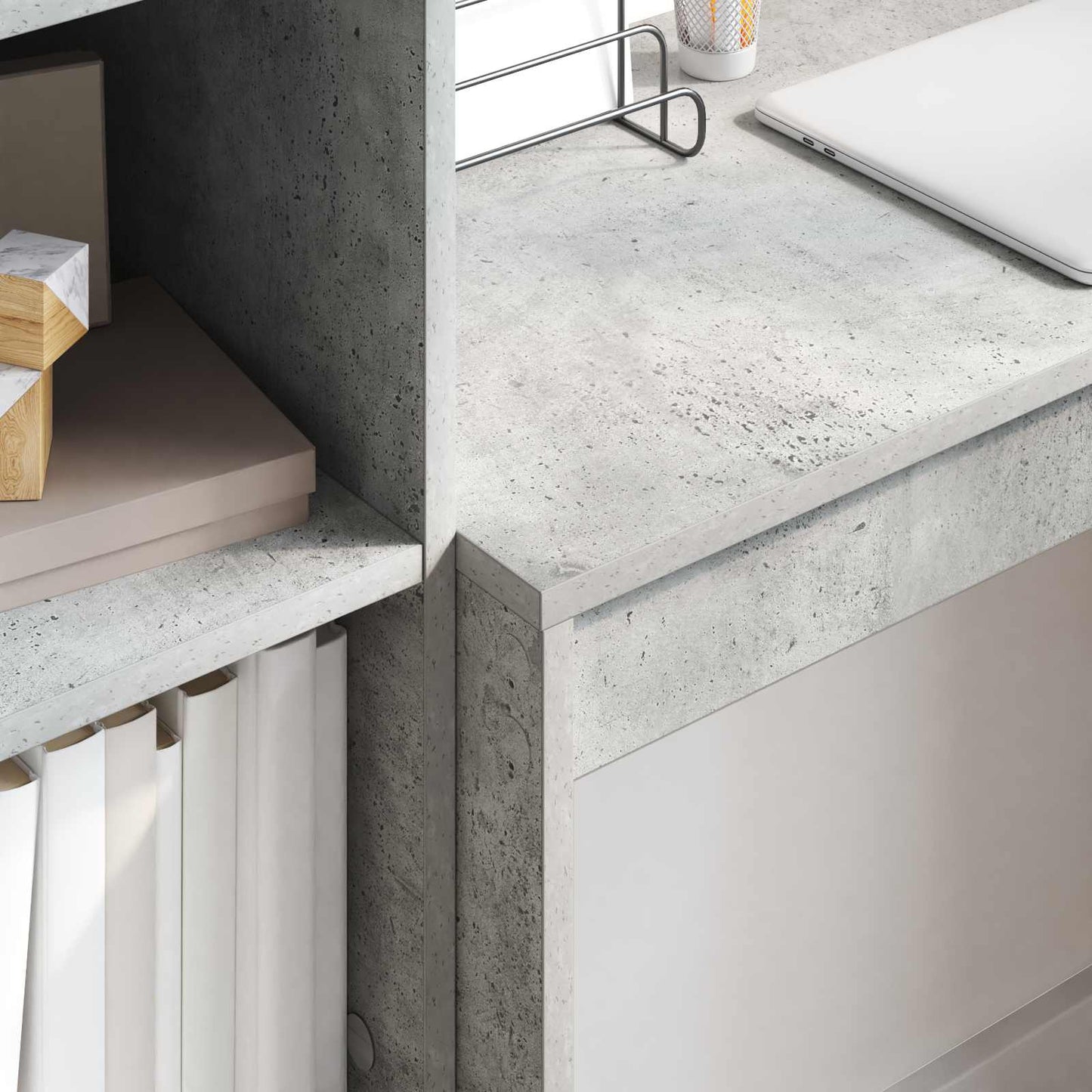 vidaXL Desk with Drawer with Shelf with Storage 2 pcs Concrete Grey