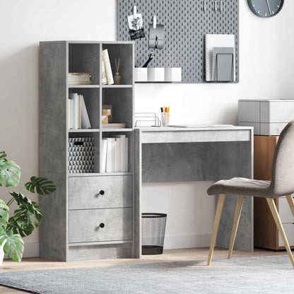 vidaXL Desk with Drawer with Shelf with Storage 2 pcs Concrete Grey