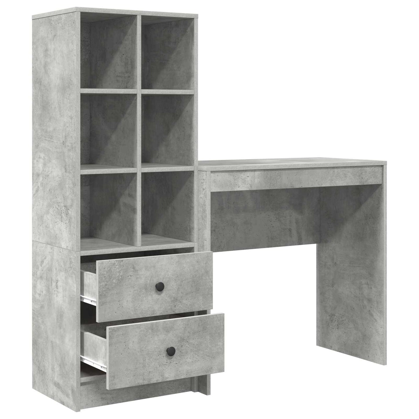 vidaXL Desk with Drawer with Shelf with Storage 2 pcs Concrete Grey