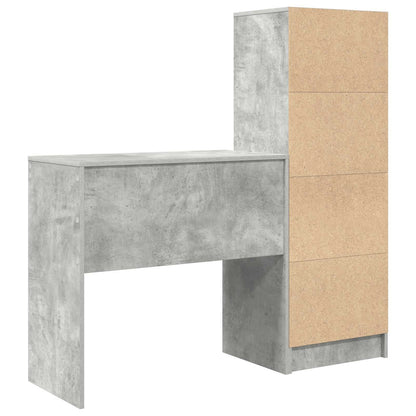 vidaXL Desk with Drawer with Shelf with Storage 2 pcs Concrete Grey