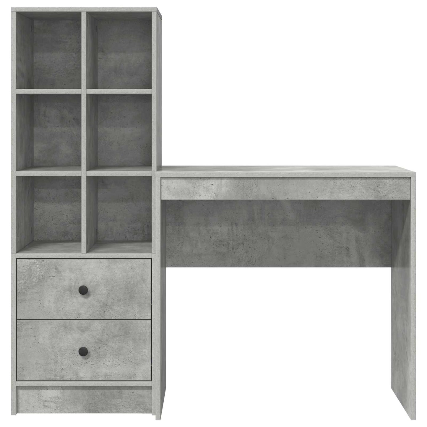 vidaXL Desk with Drawer with Shelf with Storage 2 pcs Concrete Grey