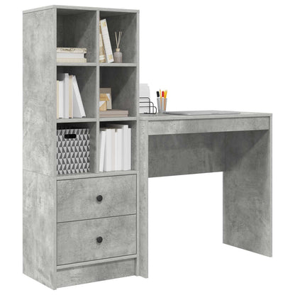 vidaXL Desk with Drawer with Shelf with Storage 2 pcs Concrete Grey