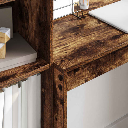 vidaXL Desk with Drawer with Shelf with Storage 2 pcs Smoked Oak