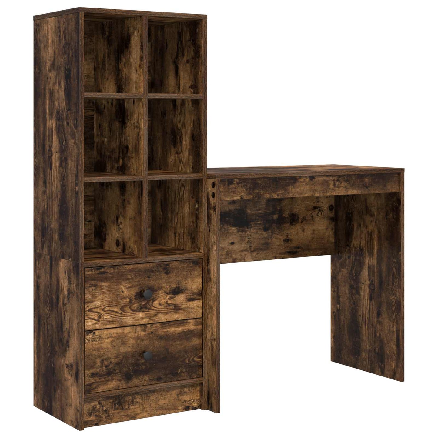 vidaXL Desk with Drawer with Shelf with Storage 2 pcs Smoked Oak