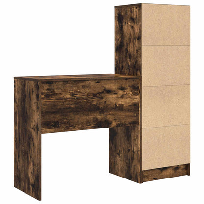 vidaXL Desk with Drawer with Shelf with Storage 2 pcs Smoked Oak