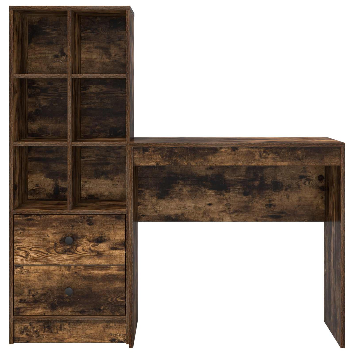 vidaXL Desk with Drawer with Shelf with Storage 2 pcs Smoked Oak