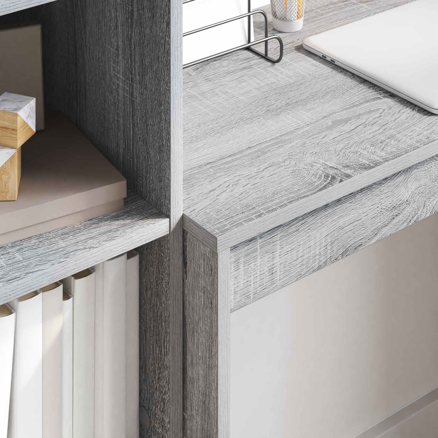 vidaXL Desk with Drawer with Shelf with Storage 2 pcs Grey Sonoma