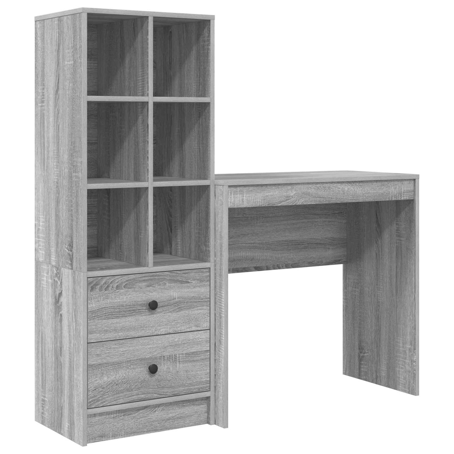 vidaXL Desk with Drawer with Shelf with Storage 2 pcs Grey Sonoma