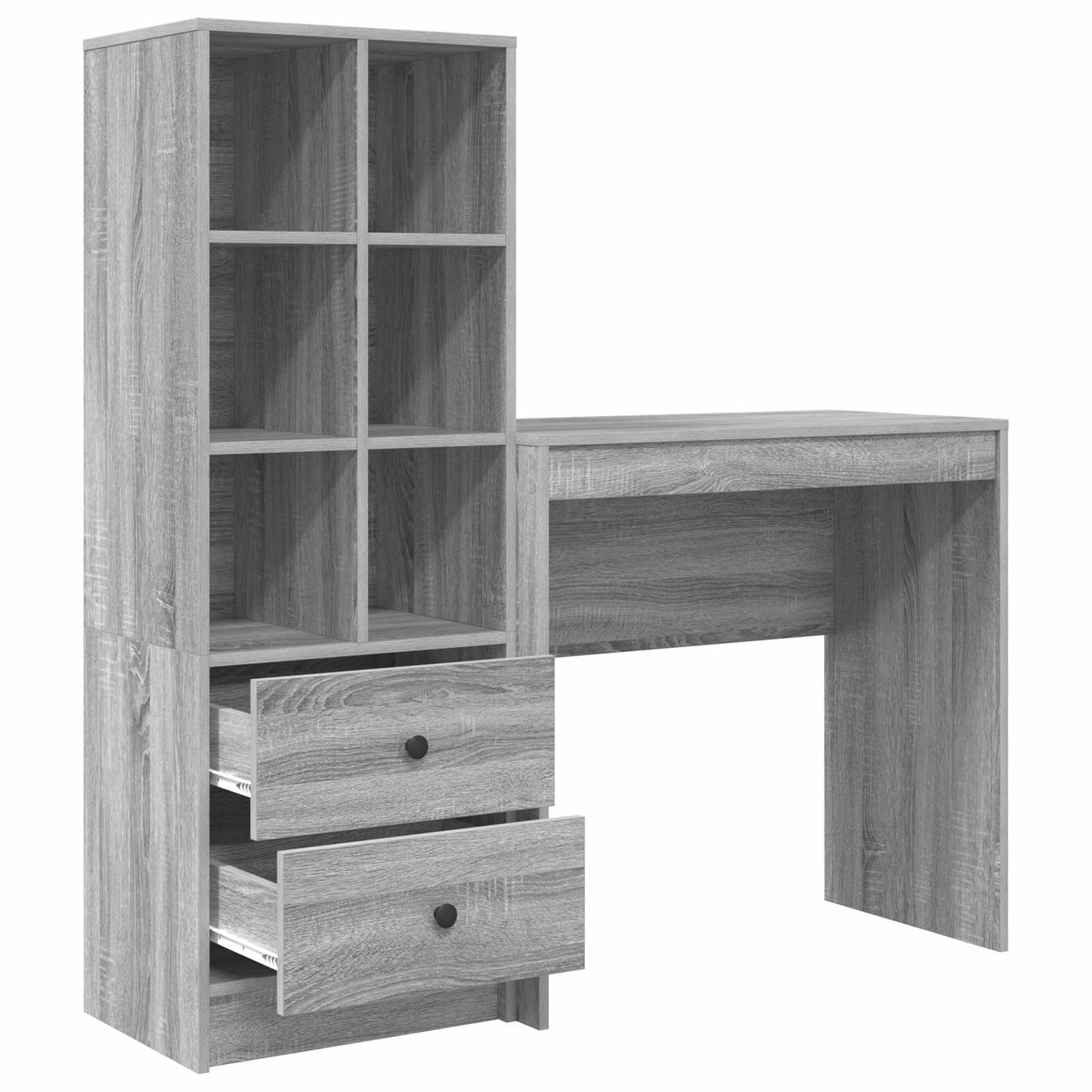 vidaXL Desk with Drawer with Shelf with Storage 2 pcs Grey Sonoma