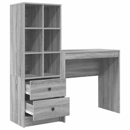 vidaXL Desk with Drawer with Shelf with Storage 2 pcs Grey Sonoma