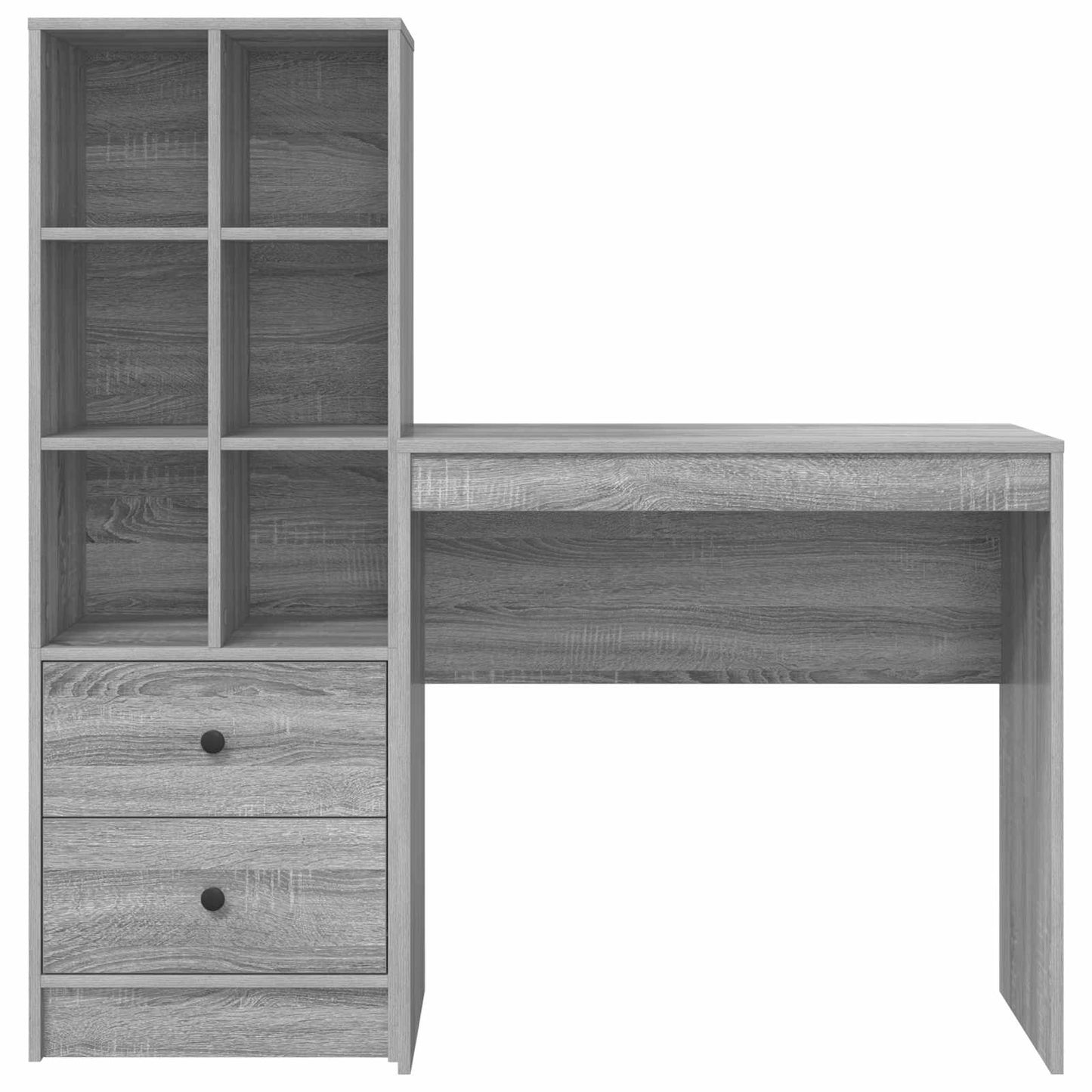 vidaXL Desk with Drawer with Shelf with Storage 2 pcs Grey Sonoma