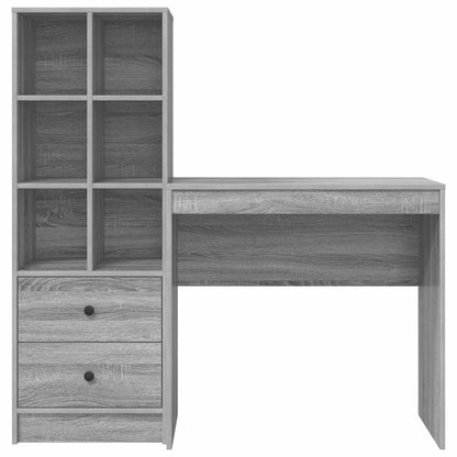 vidaXL Desk with Drawer with Shelf with Storage 2 pcs Grey Sonoma