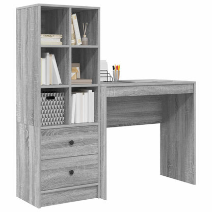 vidaXL Desk with Drawer with Shelf with Storage 2 pcs Grey Sonoma
