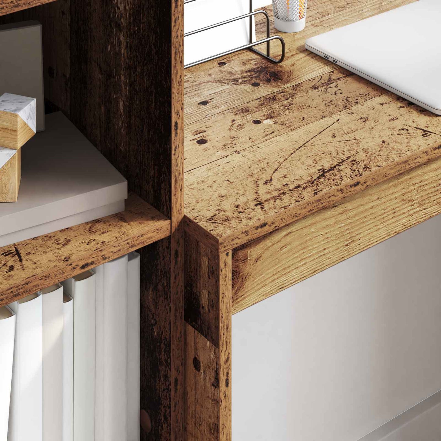 vidaXL Desk with Drawer with Shelf with Storage 2 pcs Old Wood