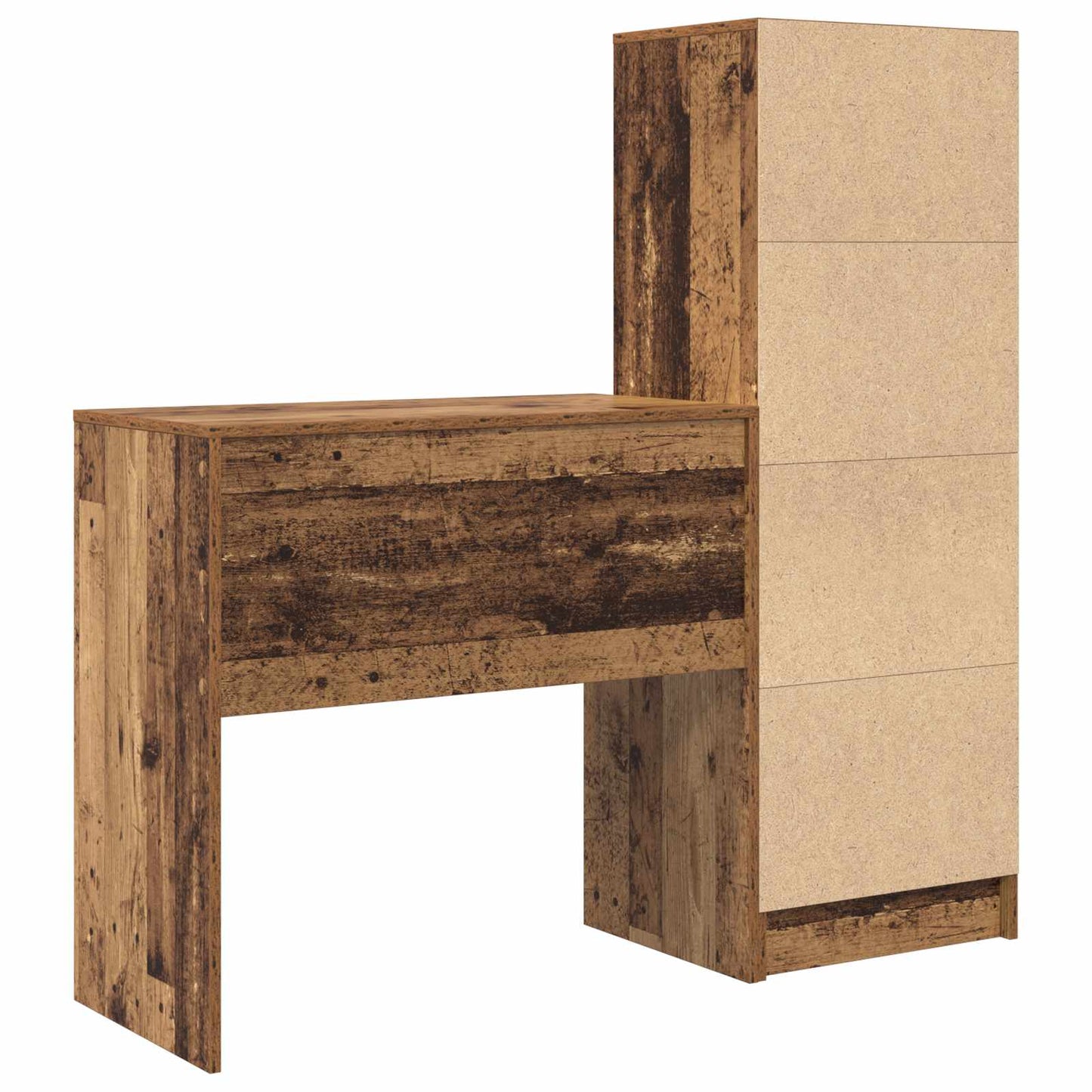 vidaXL Desk with Drawer with Shelf with Storage 2 pcs Old Wood