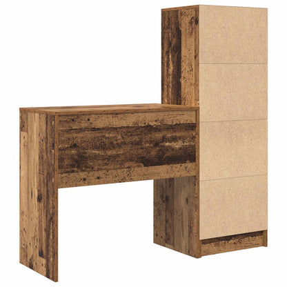 vidaXL Desk with Drawer with Shelf with Storage 2 pcs Old Wood