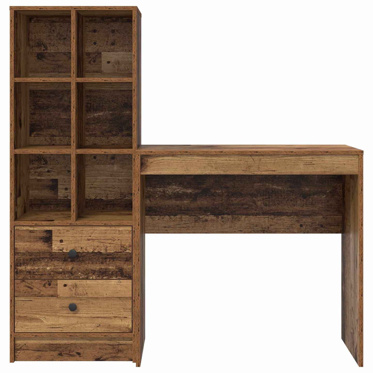 vidaXL Desk with Drawer with Shelf with Storage 2 pcs Old Wood