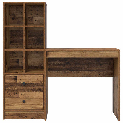 vidaXL Desk with Drawer with Shelf with Storage 2 pcs Old Wood