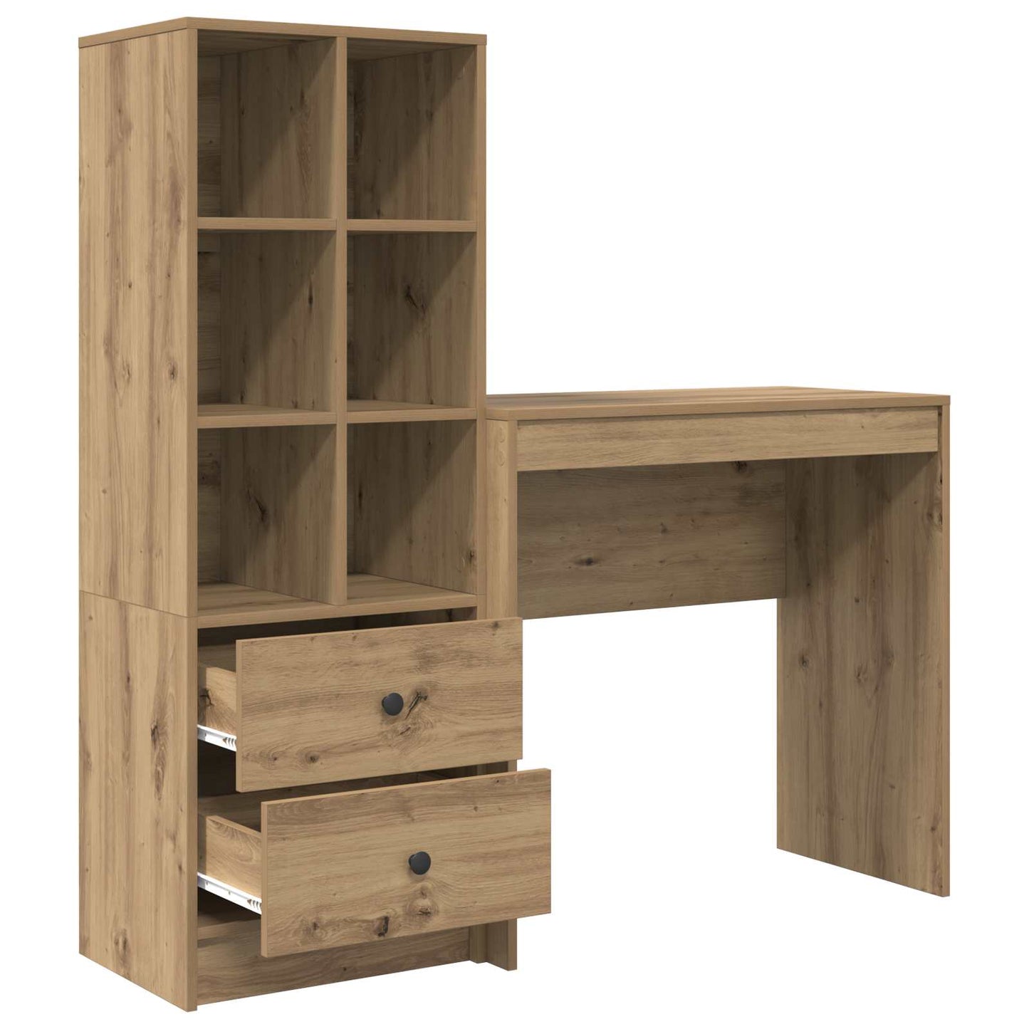 vidaXL Desk with Drawer with Shelf with Storage 2 pcs Artisan Oak