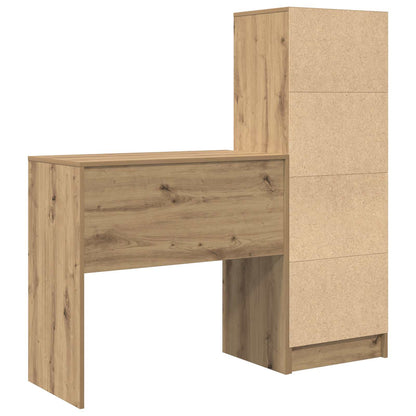 vidaXL Desk with Drawer with Shelf with Storage 2 pcs Artisan Oak