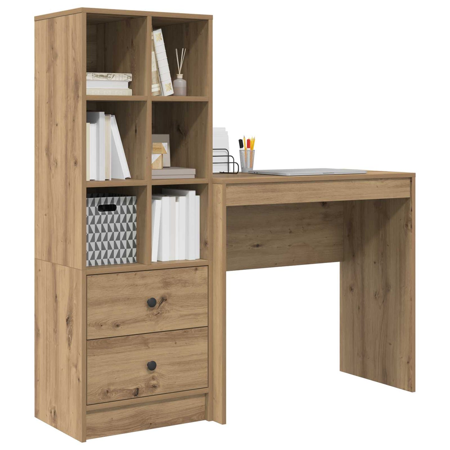 vidaXL Desk with Drawer with Shelf with Storage 2 pcs Artisan Oak