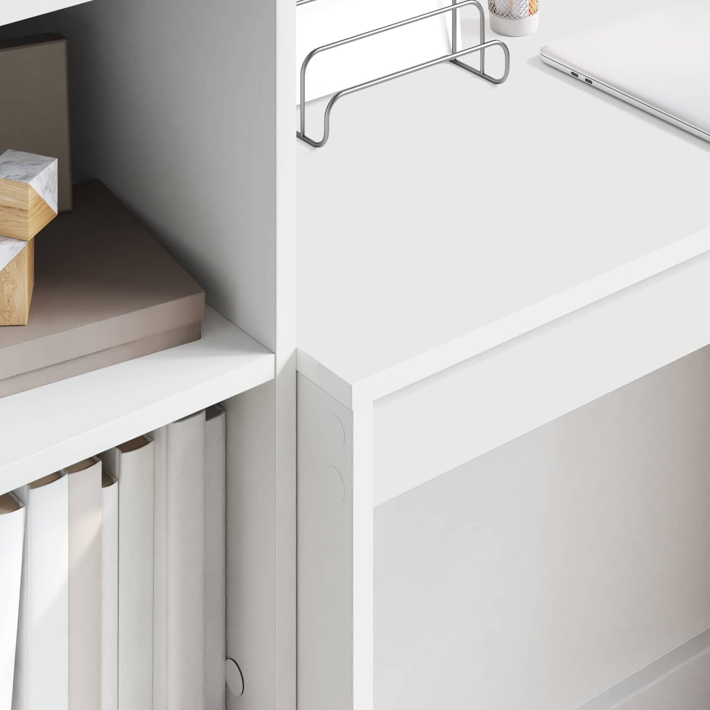 vidaXL Desk with Drawer with Shelf with Storage 2 pcs White
