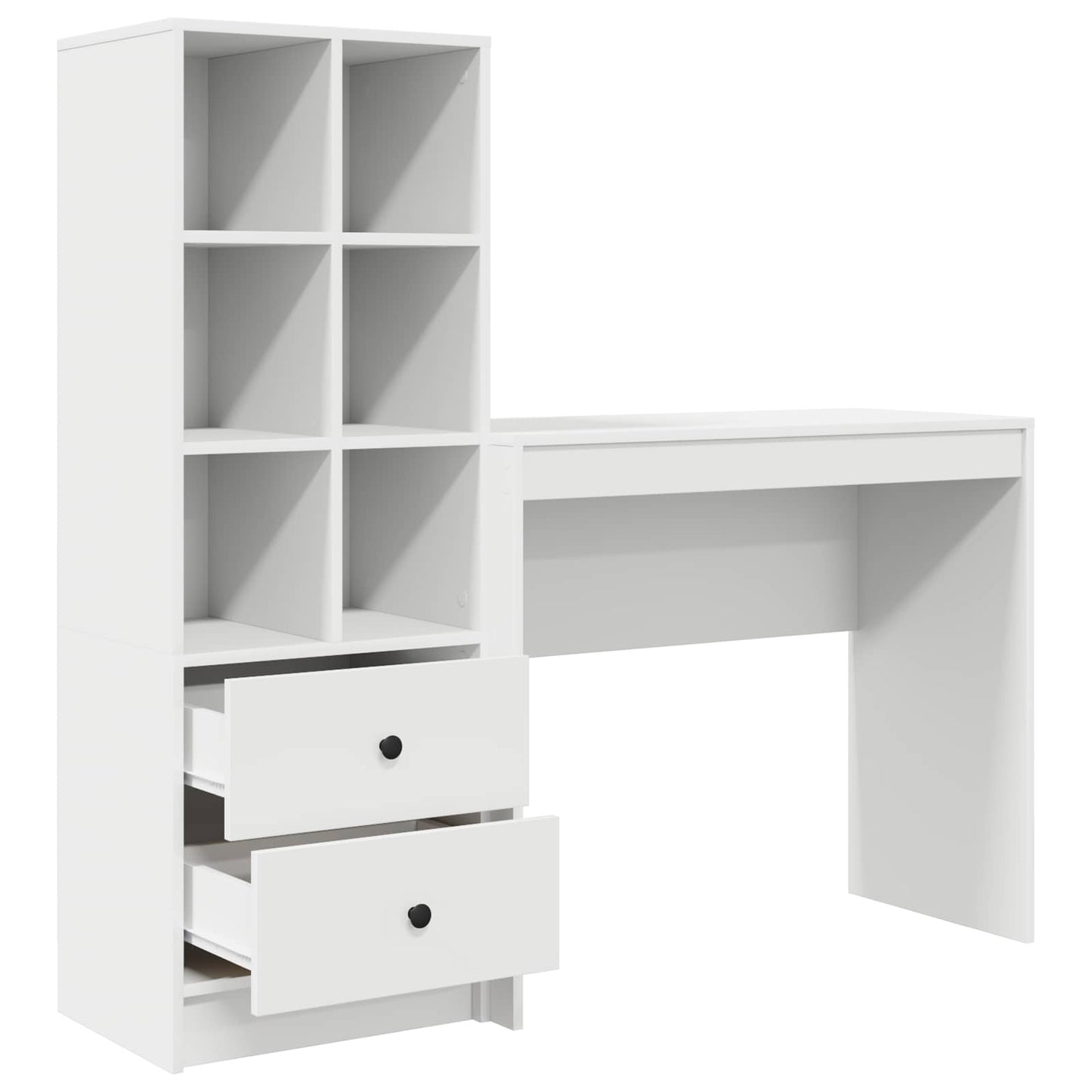 vidaXL Desk with Drawer with Shelf with Storage 2 pcs White