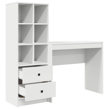 vidaXL Desk with Drawer with Shelf with Storage 2 pcs White