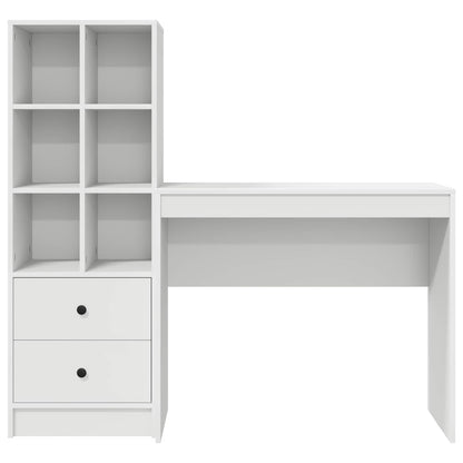vidaXL Desk with Drawer with Shelf with Storage 2 pcs White