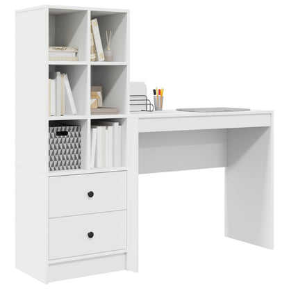 vidaXL Desk with Drawer with Shelf with Storage 2 pcs White