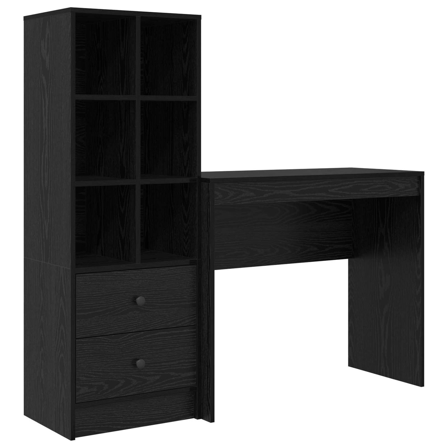 vidaXL Desk with Drawer with Shelf with Storage 2 pcs Black Oak