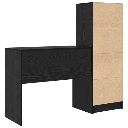 vidaXL Desk with Drawer with Shelf with Storage 2 pcs Black Oak