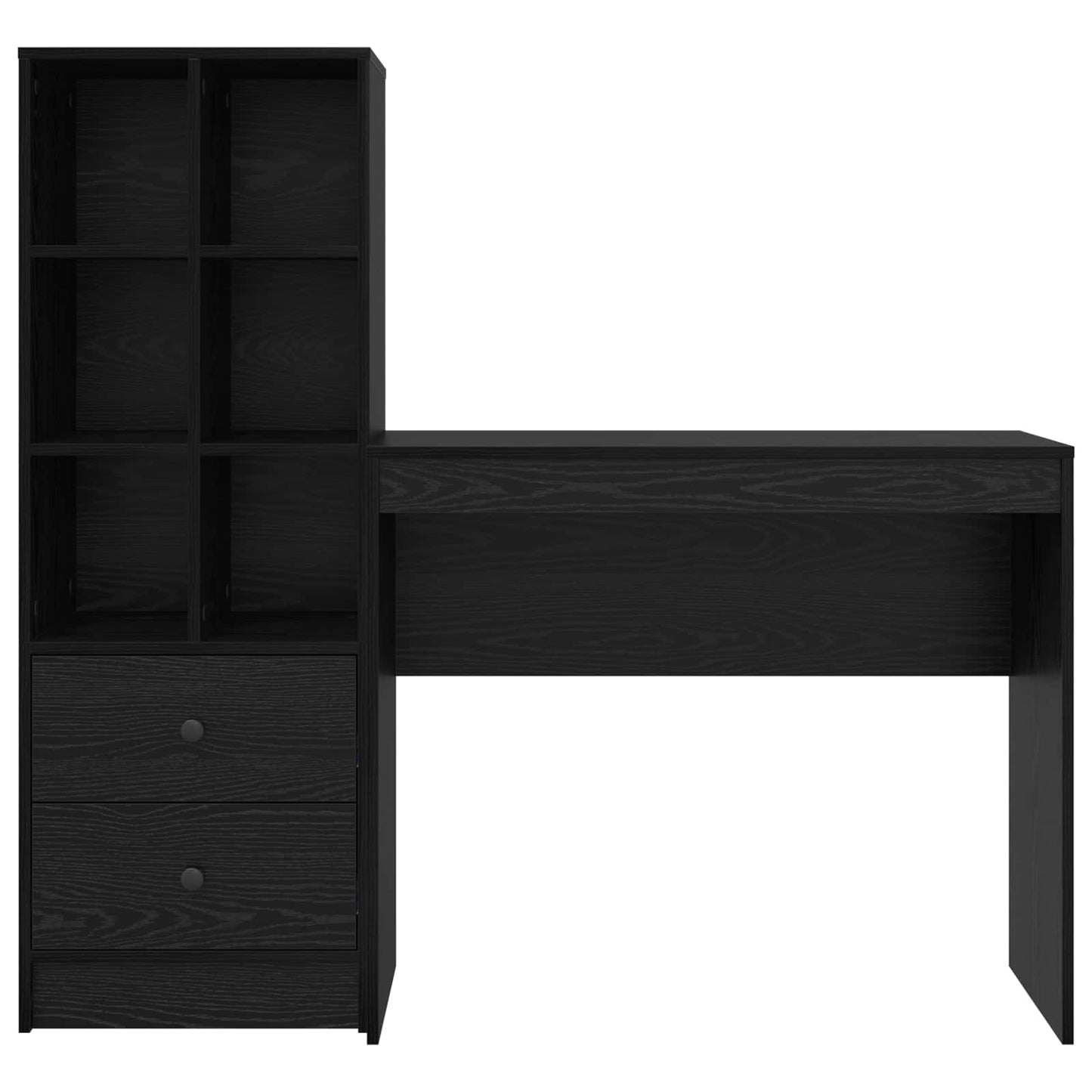 vidaXL Desk with Drawer with Shelf with Storage 2 pcs Black Oak