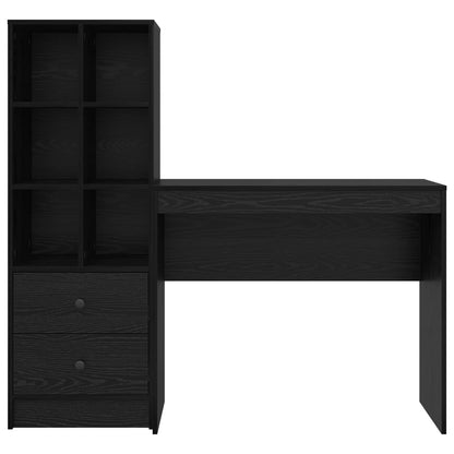 vidaXL Desk with Drawer with Shelf with Storage 2 pcs Black Oak