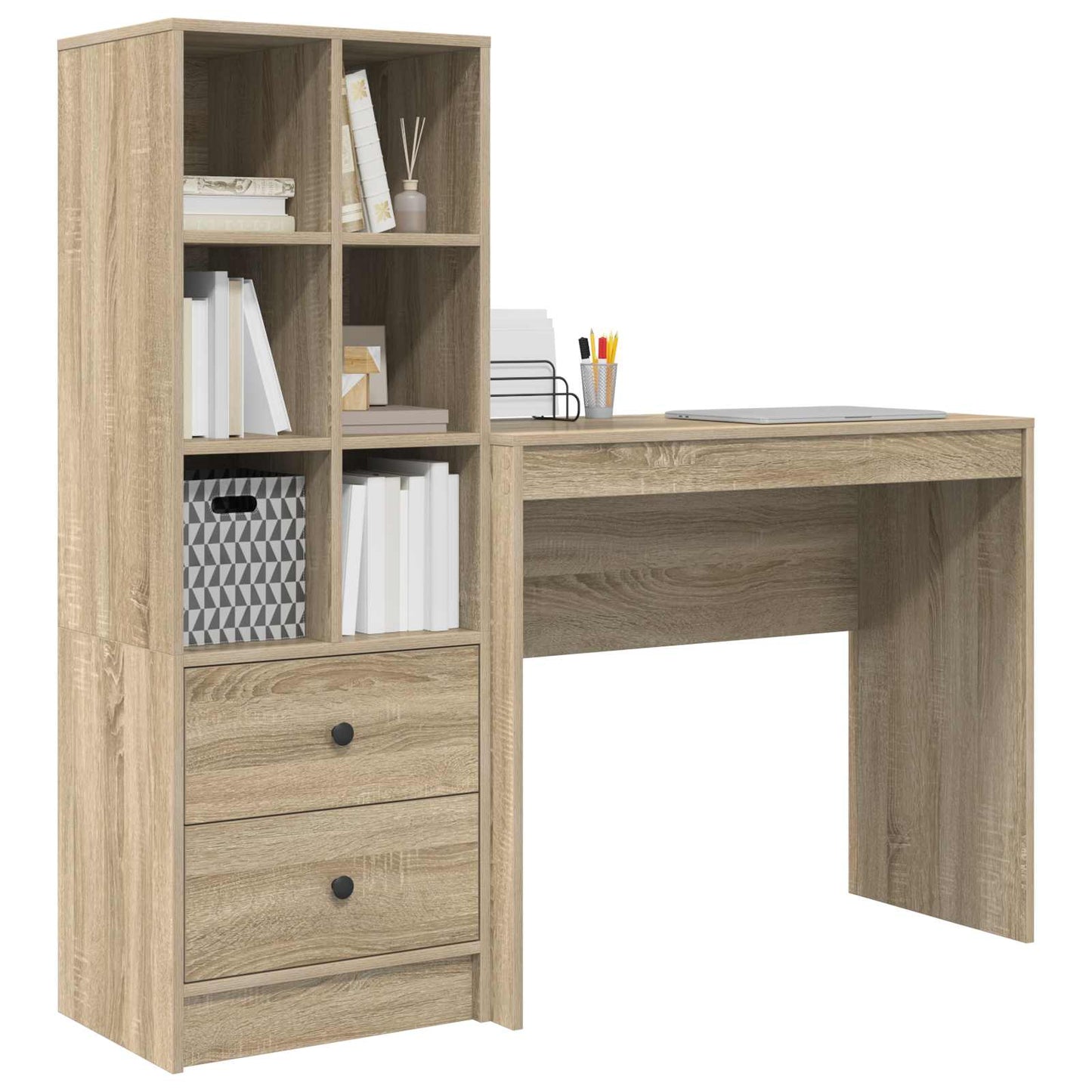 vidaXL Desk with Drawer with Shelf with Storage 2 pcs Sonoma Oak