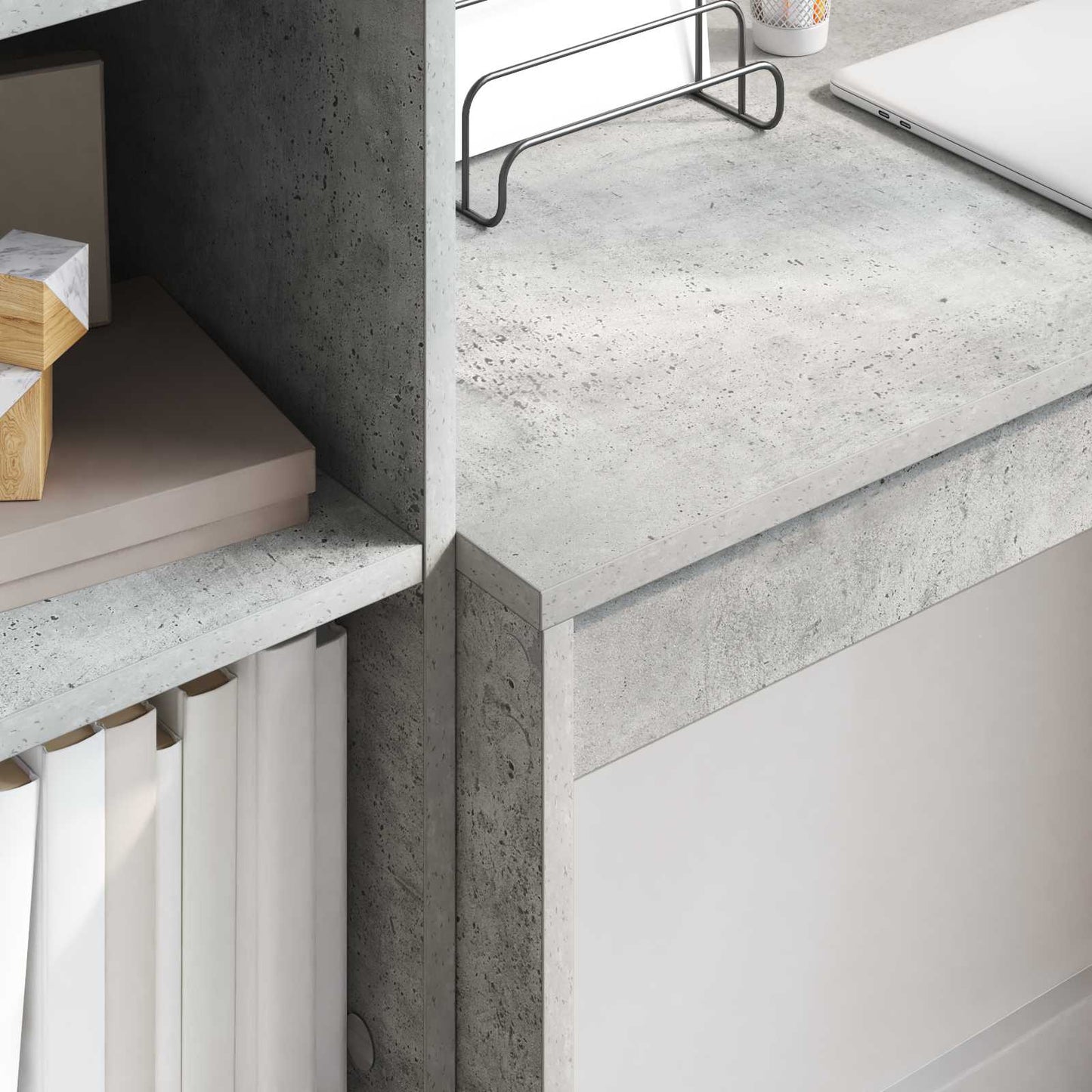 vidaXL Desk with Drawer with Shelf with Storage 2 pcs Concrete Grey