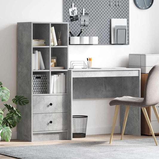 vidaXL Desk with Drawer with Shelf with Storage 2 pcs Concrete Grey