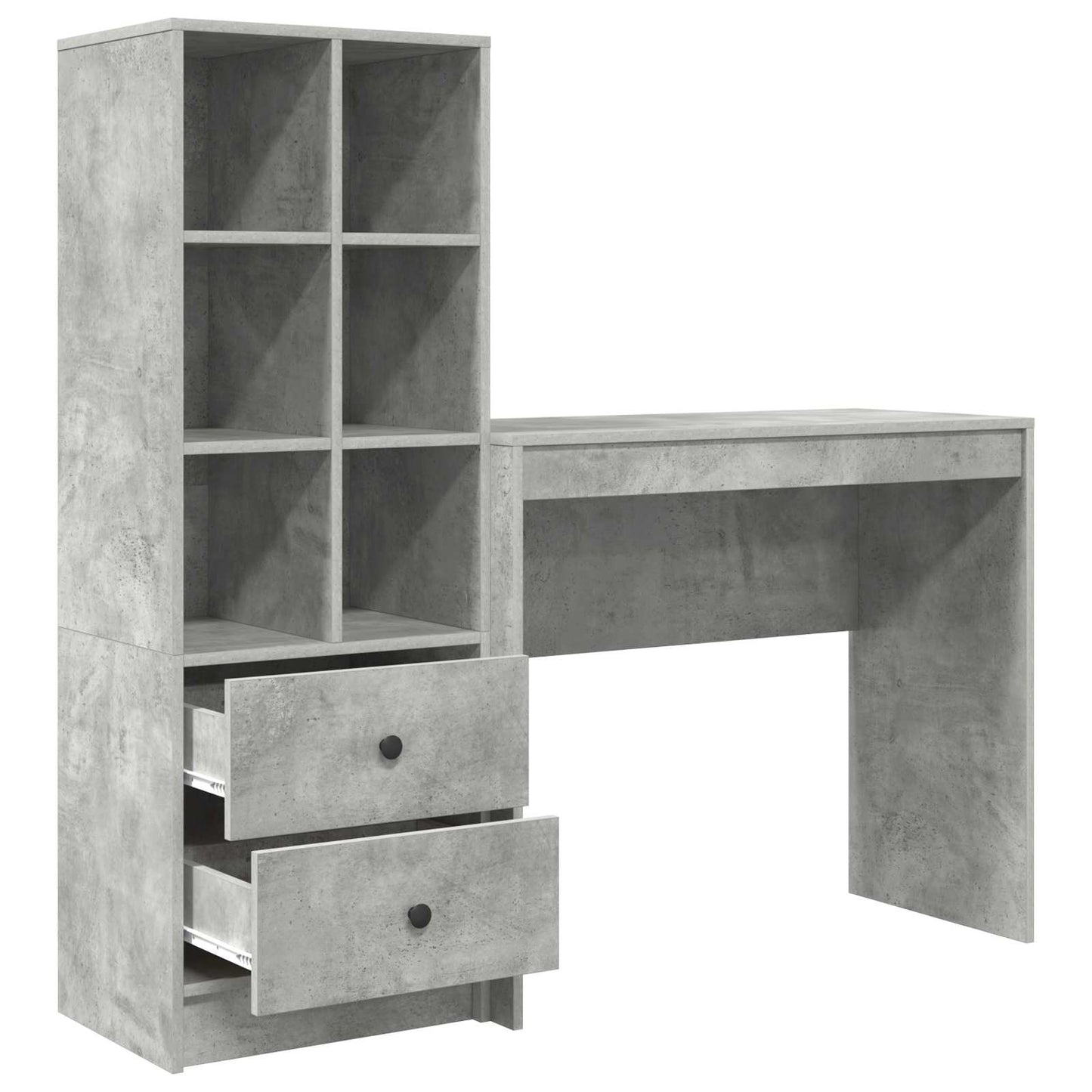 vidaXL Desk with Drawer with Shelf with Storage 2 pcs Concrete Grey