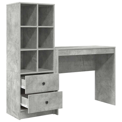 vidaXL Desk with Drawer with Shelf with Storage 2 pcs Concrete Grey